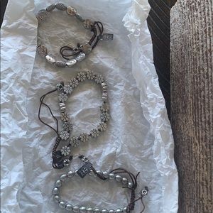 Silver bracelets with brown knit
